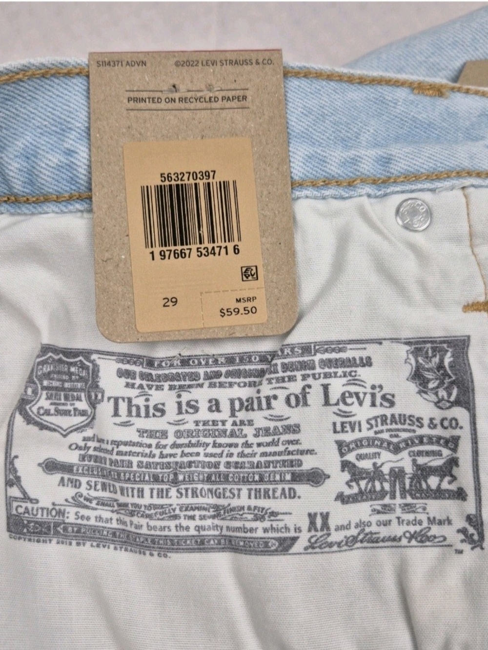 Levi's 501  Women's Jean Shorts Original Size 29 High Rise Embroidered Blue 29 - Picture 8 of 10